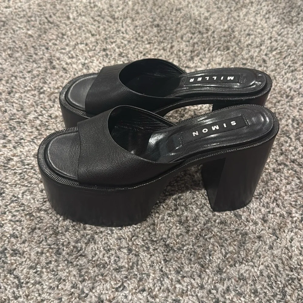 Simon Miller Black Platform Slide Sandals